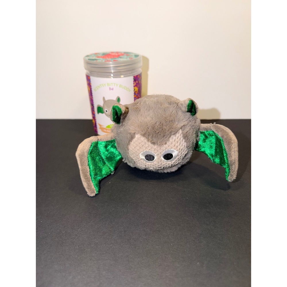 Scentsy Bitty Buddy Bat Caramel Apple Craze Scented Plush Grey Green Halloween